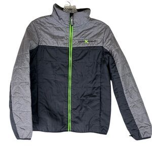 ZeroXposur Jacket Boys Black Green Full Zip Lightweight Rain Wind Resistant L